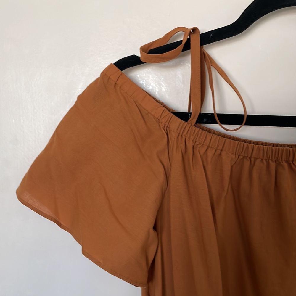 Madewell women’s Off the shoulder dress with crochet trim in burnt orange size M - Picture 5 of 9